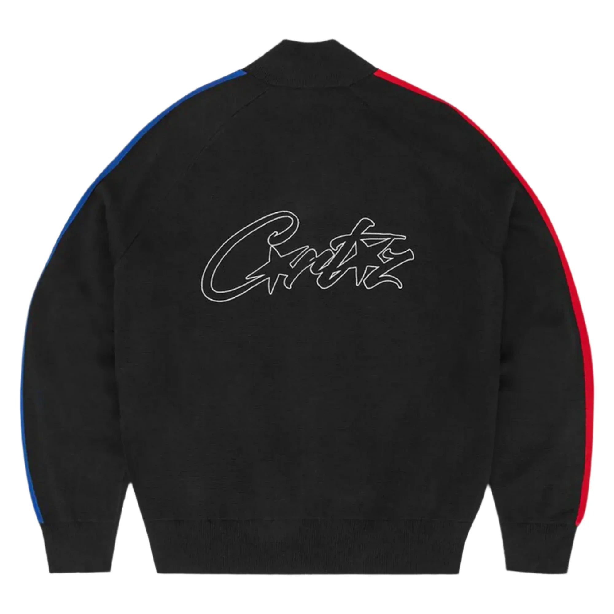 Corteiz Knit Zip Up Fleece- Black/Blue/Red